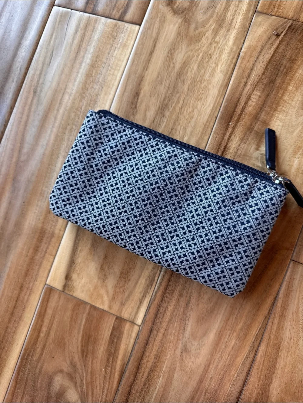 Tommy Hilfiger Navy and White Monogram Wristlet Clutch